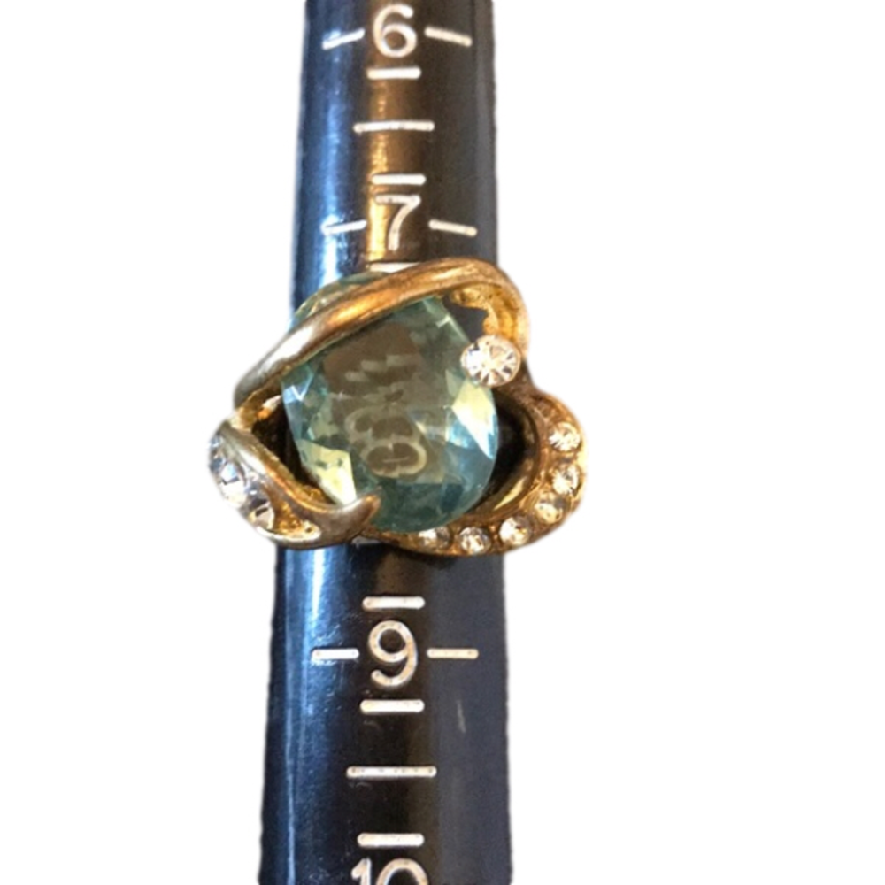 Costume Gold Ring with Rhinestones